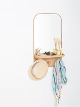 Load image into Gallery viewer, Silent Butler Wall Mirror with Shelf natural oak
