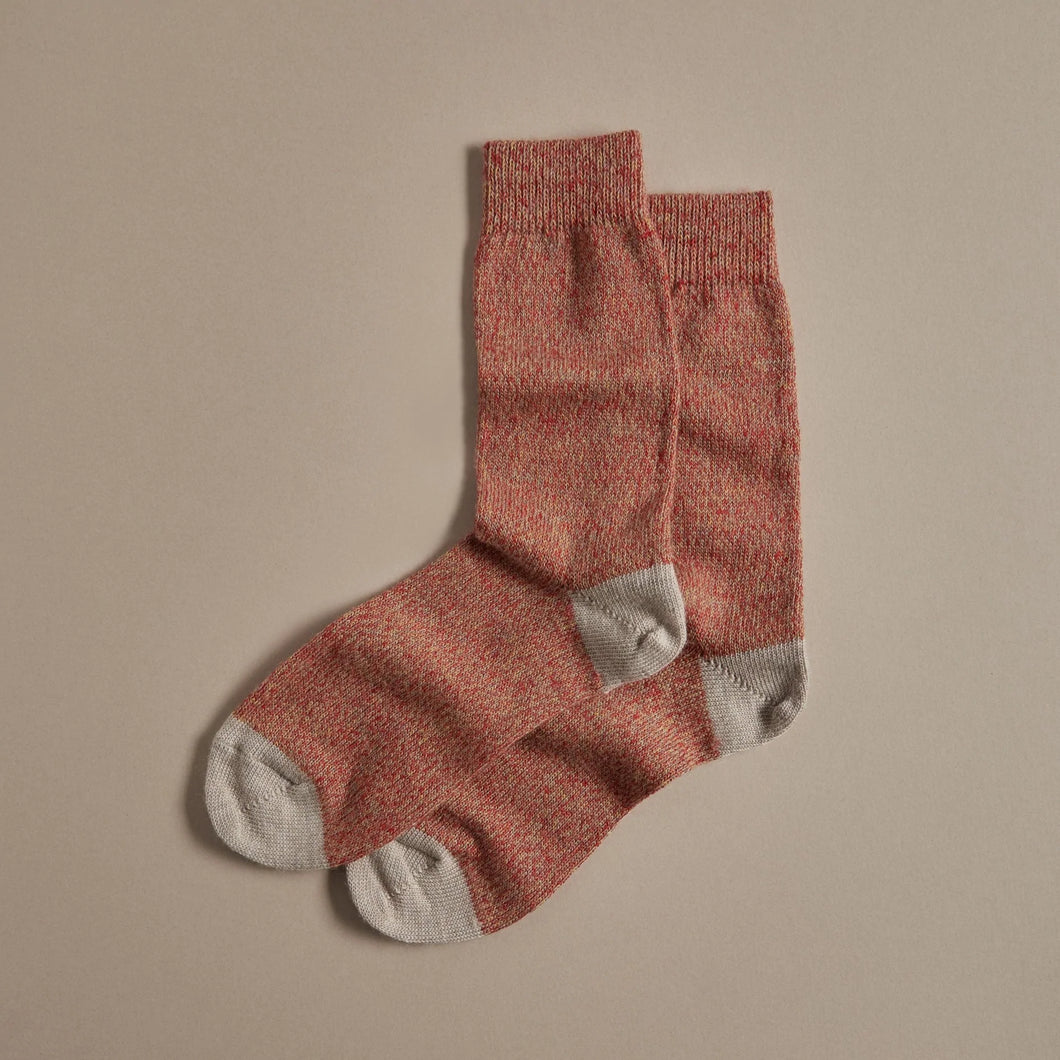 Rove Knitwear merino wool rich socks in fire red. Cruelty Free + UK Made. UK 4-7 & 8-11