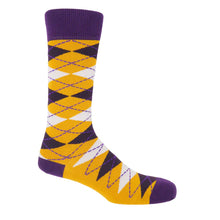 Load image into Gallery viewer, Cotton Rich Socks by Peper Harow England - Argyle in Mustard.  UK size 6 - 13.
