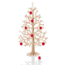 Load image into Gallery viewer, PRE-ORDER! Spruce Tree by LOVI 30cm.  Natural birch with red mini baubles