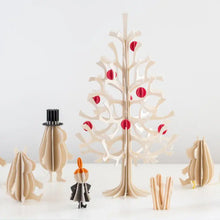 Load image into Gallery viewer, PRE-ORDER! Spruce Tree by LOVI 30cm.  Natural birch with red mini baubles
