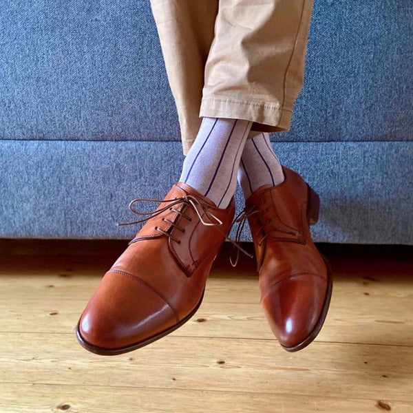 Cotton Rich Socks by Peper Harow England - Pin Stripe on Pink.  UK Size 6 - 13