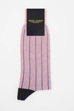 Load image into Gallery viewer, Cotton Rich Socks by Peper Harow England - Pin Stripe on Pink.  UK Size 6 - 13
