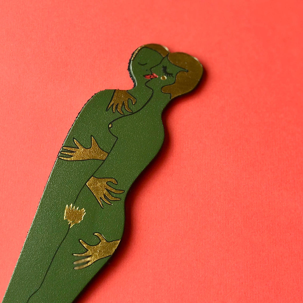 Book Lovers Bookmark - Moss Green and Gold - Ark Colour Design