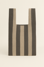 Load image into Gallery viewer, TokeII Knit Studio - Black Stripes - Knitted Knot Top Wrist Bag
