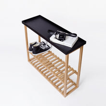 Load image into Gallery viewer, hello storage table, natural oak with black top by wireworks
