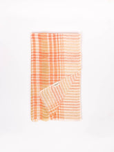 Load image into Gallery viewer, Unisex Linen Scarf, Mustard and Orange Check - Autumn Transitional Wardrobe
