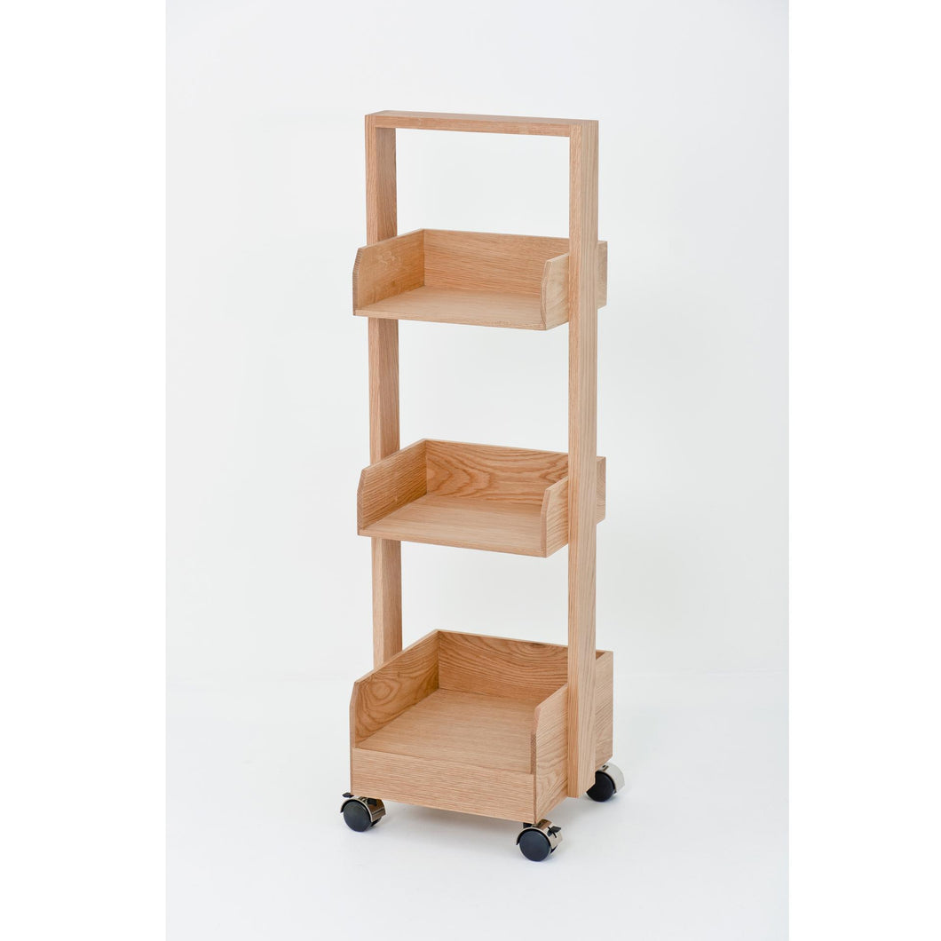 mini bookie roller shelf, natural oak by Wireworks