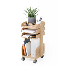 Load image into Gallery viewer, Casper roller workspace organiser, natural oak by Wireworks
