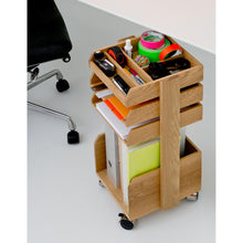 Load image into Gallery viewer, Casper roller workspace organiser, natural oak by Wireworks
