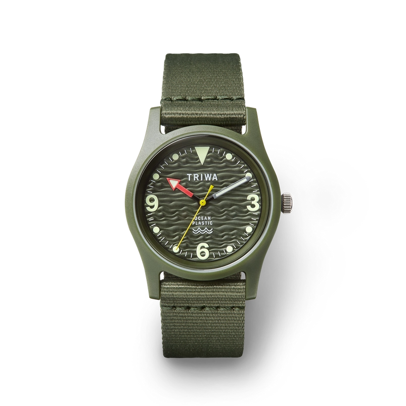 Time For Oceans - recycled ocean plastics field watch by TRIWA.  Seaweed Green