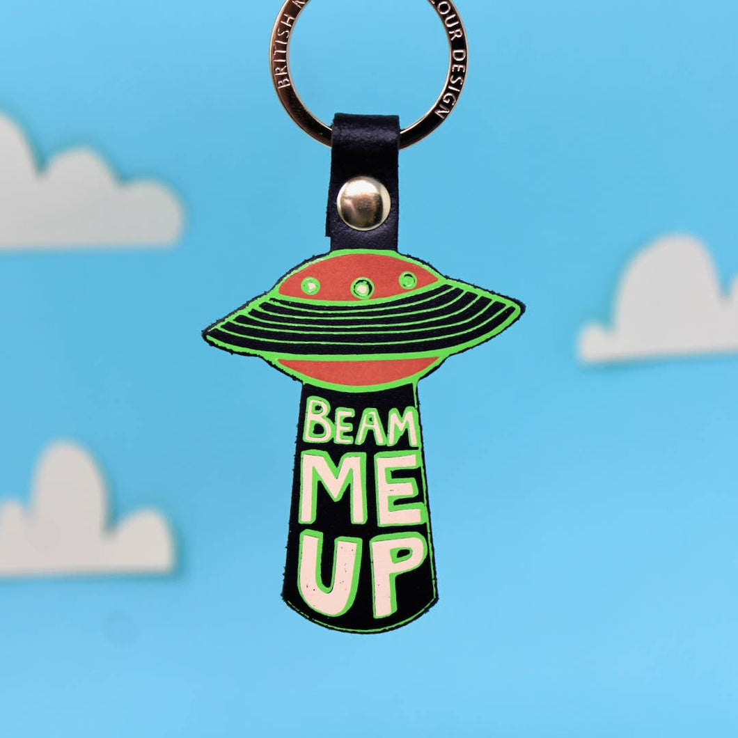 Beam Me Up UFO Key Fob by Ark Colour Design - Black
