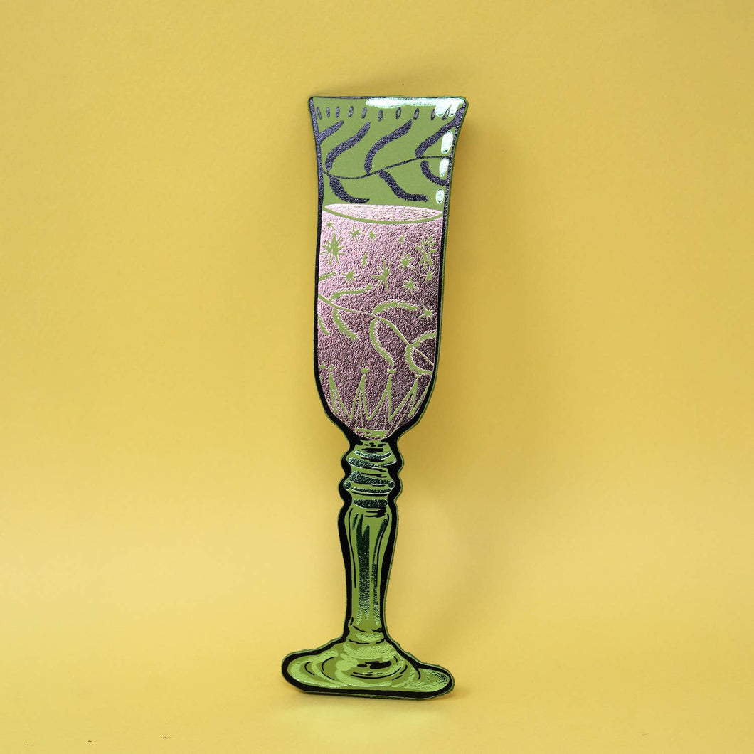 Wine Glass Bookmark - Apple Green leather - Ark Colour Design