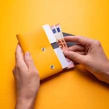 Load image into Gallery viewer, LEMUR Design Recycled Leather Travel Wallet in Yellow
