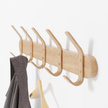 Load image into Gallery viewer, Left hook 5 hanging rack, natural oak by Wireworks
