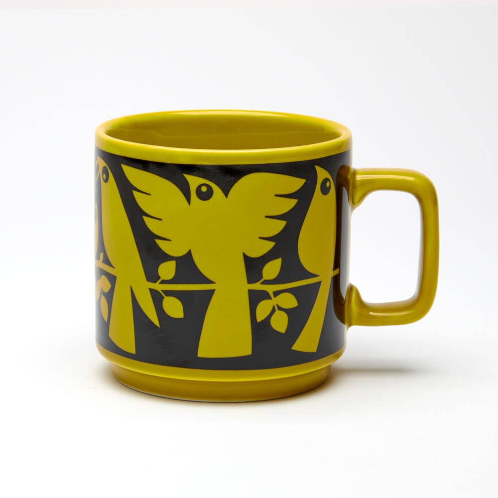 Magpie x Hornsea Mug - Brid on a Branch in Chartreuse
