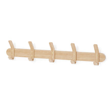 Load image into Gallery viewer, Left hook 5 hanging rack, natural oak by Wireworks
