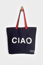 Load image into Gallery viewer, Ciao | Arrivederci Cycling Inspired Tote Bag by The General Classification - Navy Cotton
