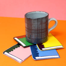 Load image into Gallery viewer, Leather Book Coaster - Multi Colour Set of 4 - Ark Colour Design

