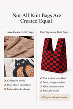 Load image into Gallery viewer, TokeII Knit Studio - Black Stripes - Knitted Knot Top Wrist Bag
