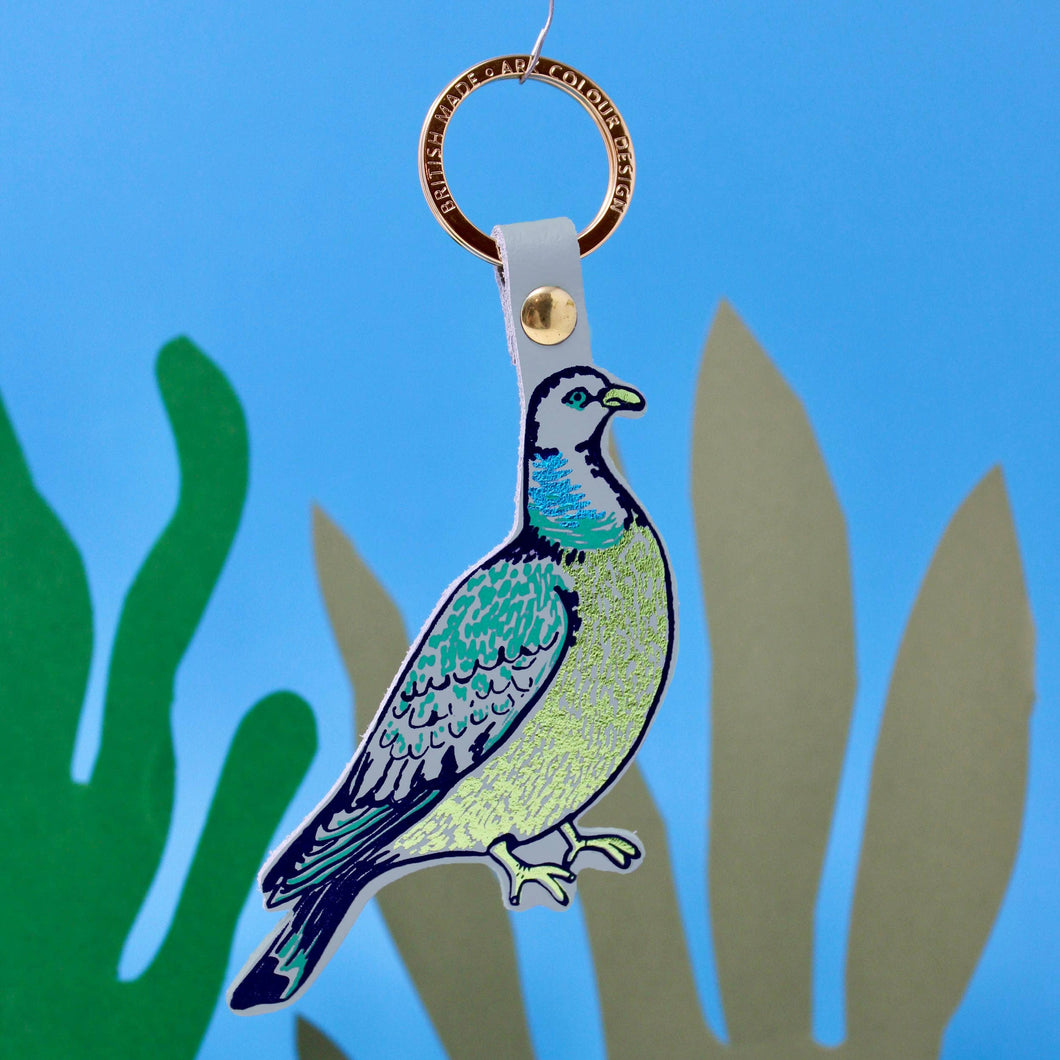 Feral Pigeon Key Fob by Ark Colour Design - Lilac Grey