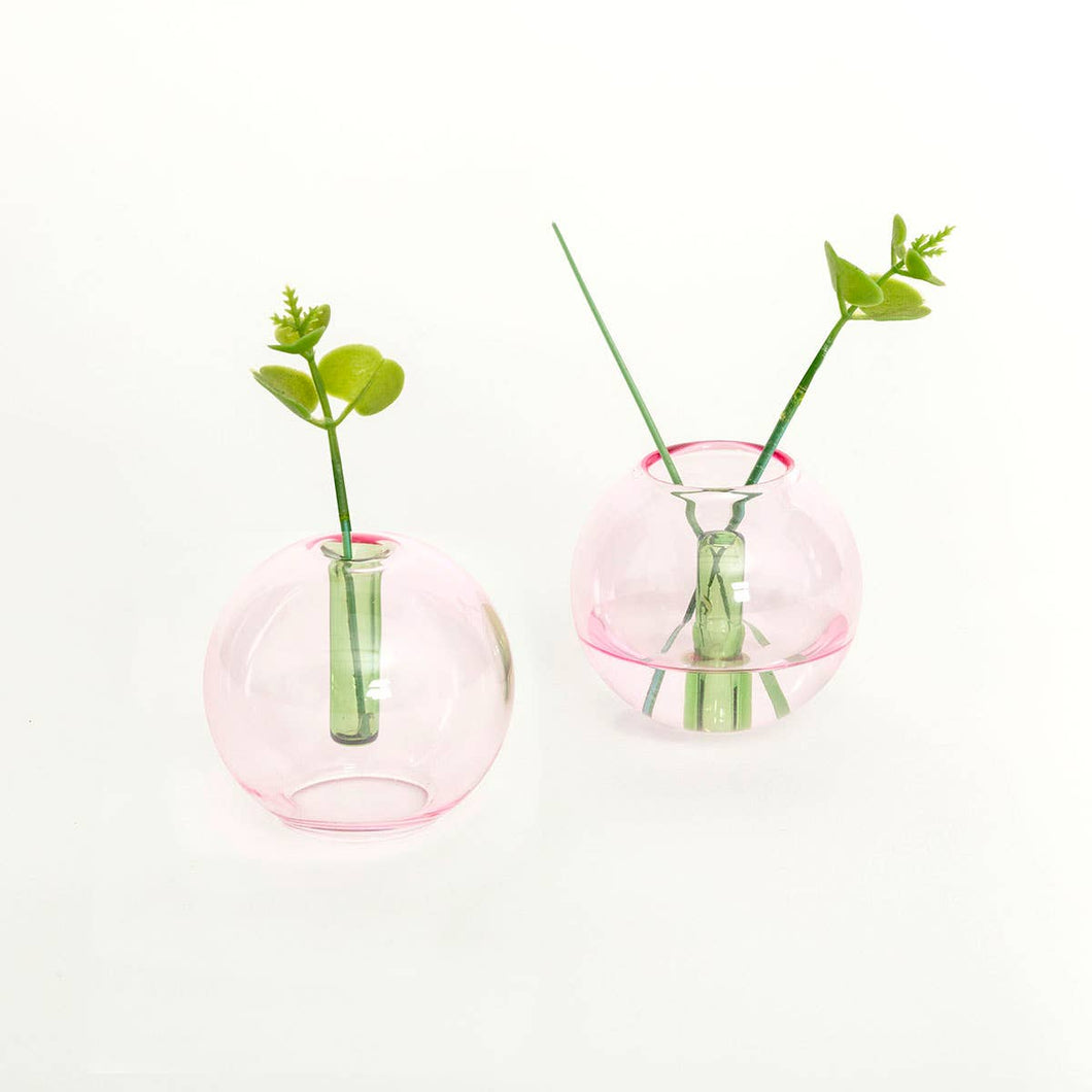 ColorLab Reversible Bubble Glass Vase by Block Design - Mini in Pink and Green