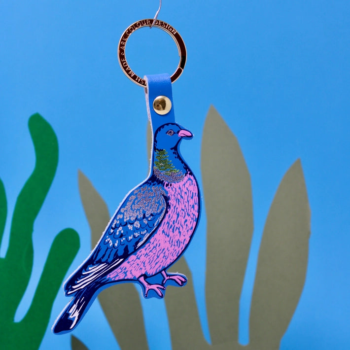 Feral Pigeon Key Fob by Ark Colour Design - Cornflower and Pink