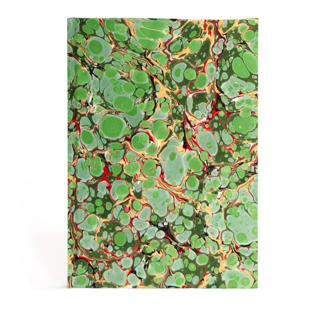 COMING SOON! Marmor Paperie - A5 Hand Marbled Journal - Green, Gold & Pink - Stone pattern