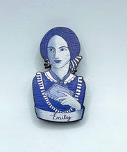 Load image into Gallery viewer, Su Owen - Emily Bronte - Wooden Book Lovers Brooch
