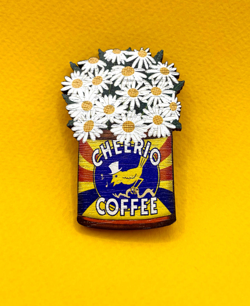 Su Owen - Summer Tin Pin Wooden Brooch - Daisy