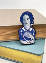 Load image into Gallery viewer, Su Owen - Emily Bronte - Wooden Book Lovers Brooch
