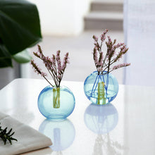 Load image into Gallery viewer, ColorLab Reversible Bubble Glass Vase by Block Design - Mini in Blue and Yellow
