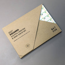Load image into Gallery viewer, Squared - 2027 monthly desk calendar on paper stand - Mat Cuk Design
