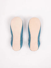 Load image into Gallery viewer, Moroccan Leather Babouche Unisex Slippers in Blue Grey - Bohemia Designs
