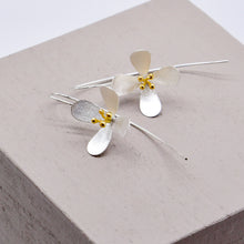 Load image into Gallery viewer, Buttercup Flower Hook Silver Earrings, Hop Skip &amp; Flutter
