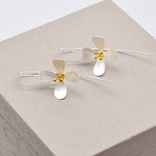 Load image into Gallery viewer, Buttercup Flower Hook Silver Earrings, Hop Skip &amp; Flutter
