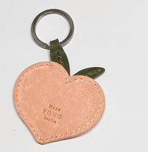 Load image into Gallery viewer, Handmade leather Peach keyring + token / coin holder by Herr PONG Berlin
