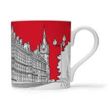 Load image into Gallery viewer, People Will Always Need Plates, St Pancras Station London mug in red, 25cl
