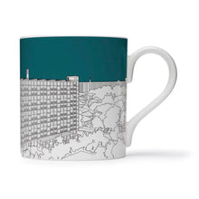 Load image into Gallery viewer, People Will Always Need Plates, Park Hill Sheffield - petrol blue - 25cl mug

