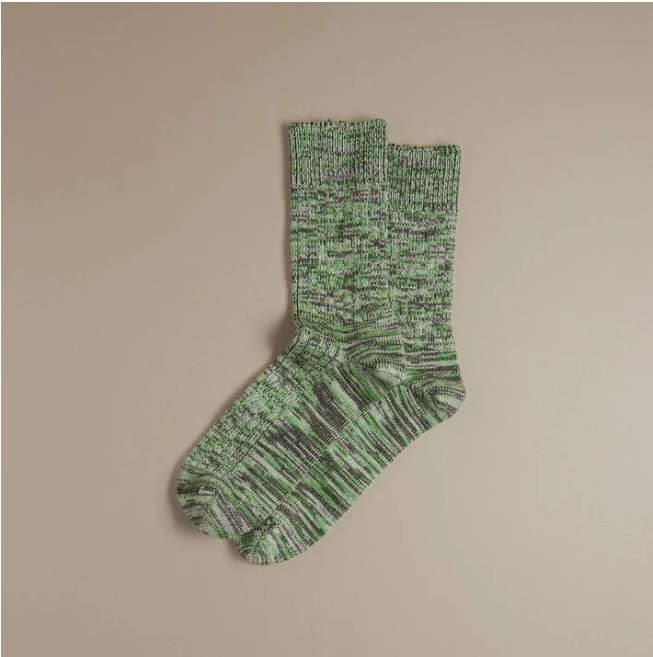 Faltering Stripe Wool Sock Green by Rove Knitwear