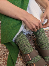 Load image into Gallery viewer, Faltering Stripe Wool Sock Green by Rove Knitwear
