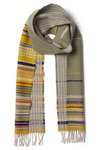 Load image into Gallery viewer, Merino wool multi-colour stripe scarf - Lavanda Goldcrest- Made in England by Wallace Sewell
