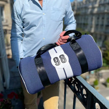 Load image into Gallery viewer, Weekending cylinder holdall bag Shelby Cobra inspired design by E2R Paris
