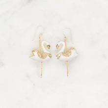 Load image into Gallery viewer, Carousel White Swan Merry-Go-Round Animal Earrings by Hop Skip Flutter
