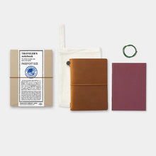 Load image into Gallery viewer, TRAVELER'S notebook - camel coloured leather starter kit - Passport Size
