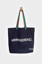 Load image into Gallery viewer, Ciao | Arrivederci Cycling Inspired Tote Bag by The General Classification - Navy Cotton

