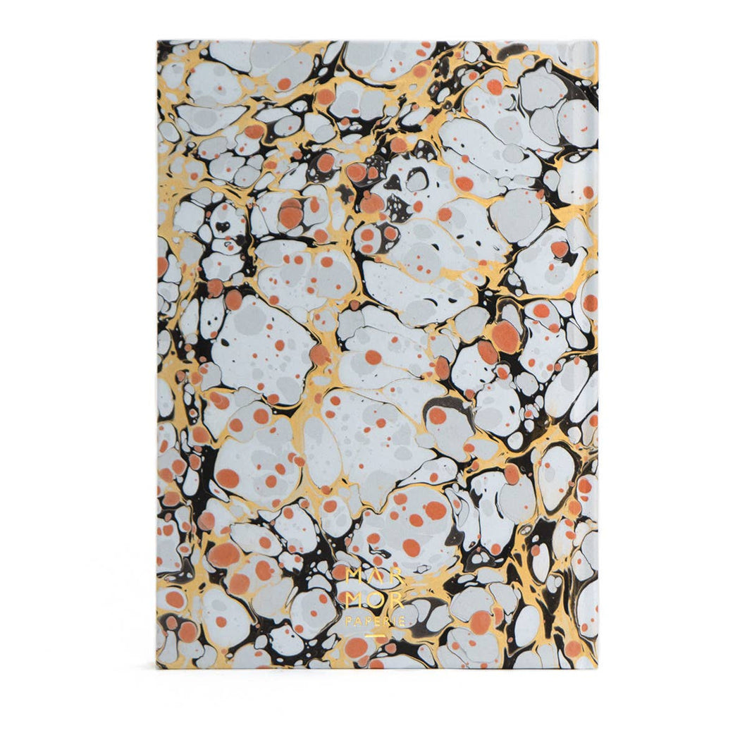 COMING SOON! Marmor Paperie - A5 Hand Marbled Journal - Slate & Metallics - Stone pattern