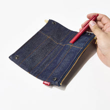Load image into Gallery viewer, Bendy Pen &amp; Pencil Case by Luddite Japan in Okayama Denim.
