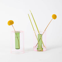 Load image into Gallery viewer, ColorLab Reversible Glass Vase by Block Design - small in Pink and Green
