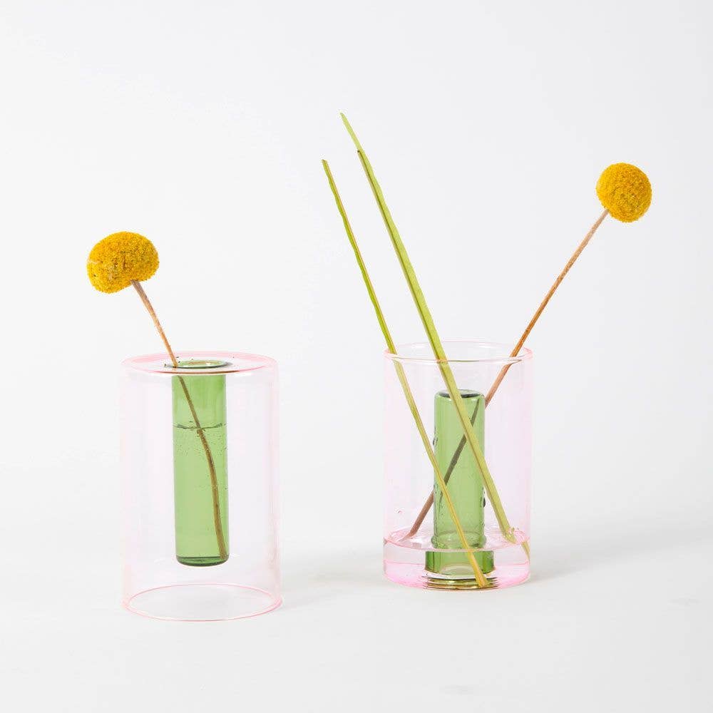 ColorLab Reversible Glass Vase by Block Design - small in Pink and Green
